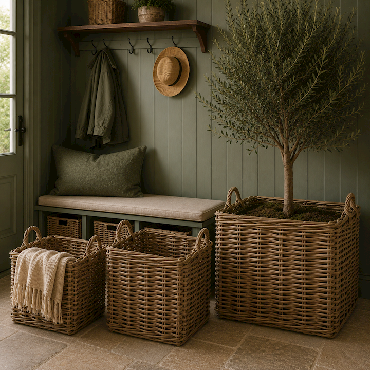 SET OF 3 SQUARE BASKETS (L) 50x50x50cm